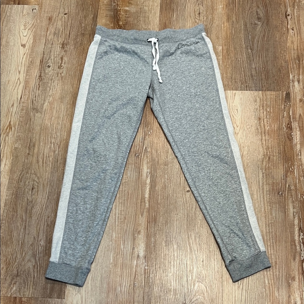 Converse All Star Womens Drawstring Gray Fleece Jogger Sweatpants Size M